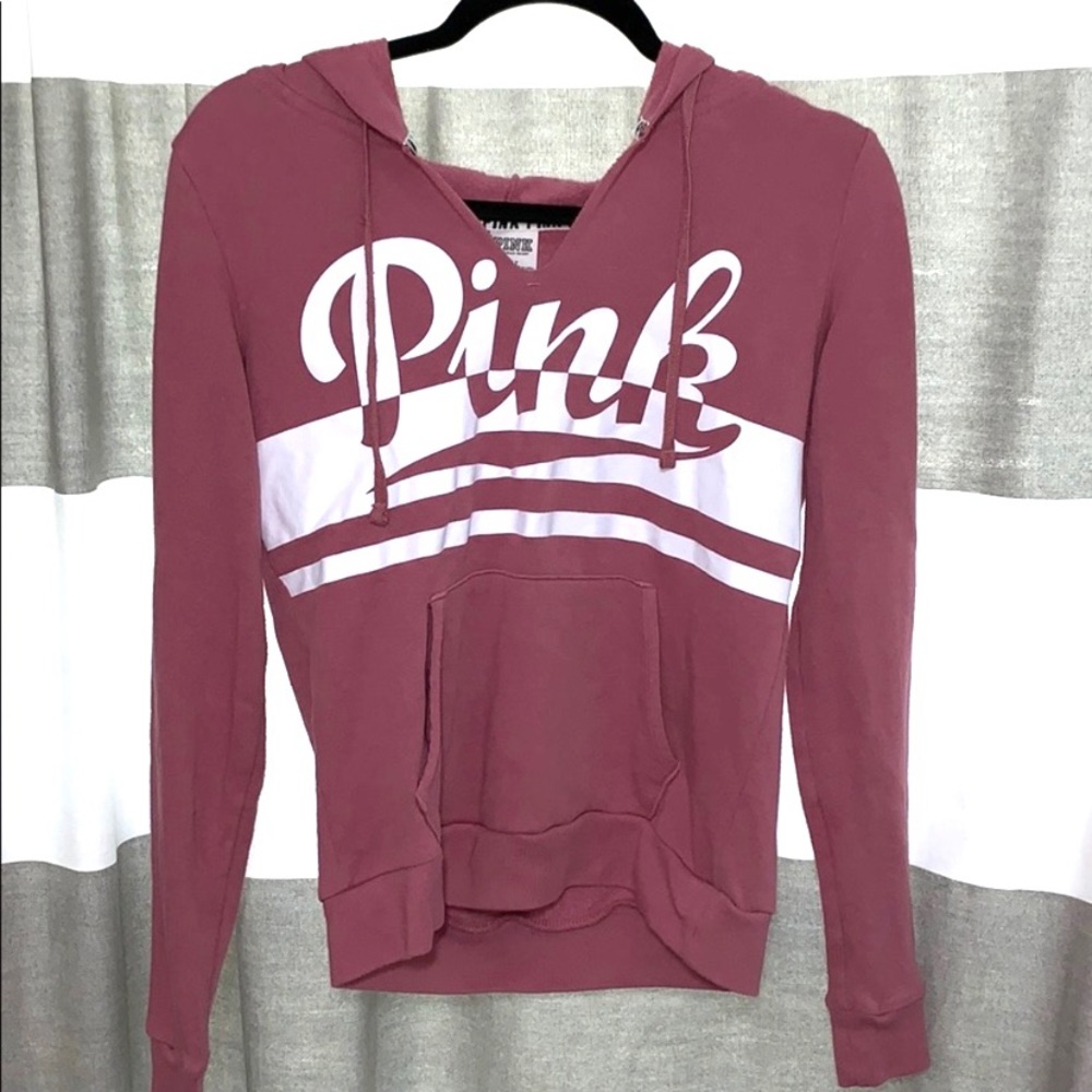 PINK mauve pink hoodie w/ drawstrings